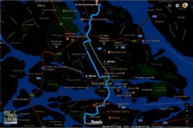 12 km: Midnight cycling through Stockholm. The map shows the route I needed take though I did end up visiting the western peninsula as well :D